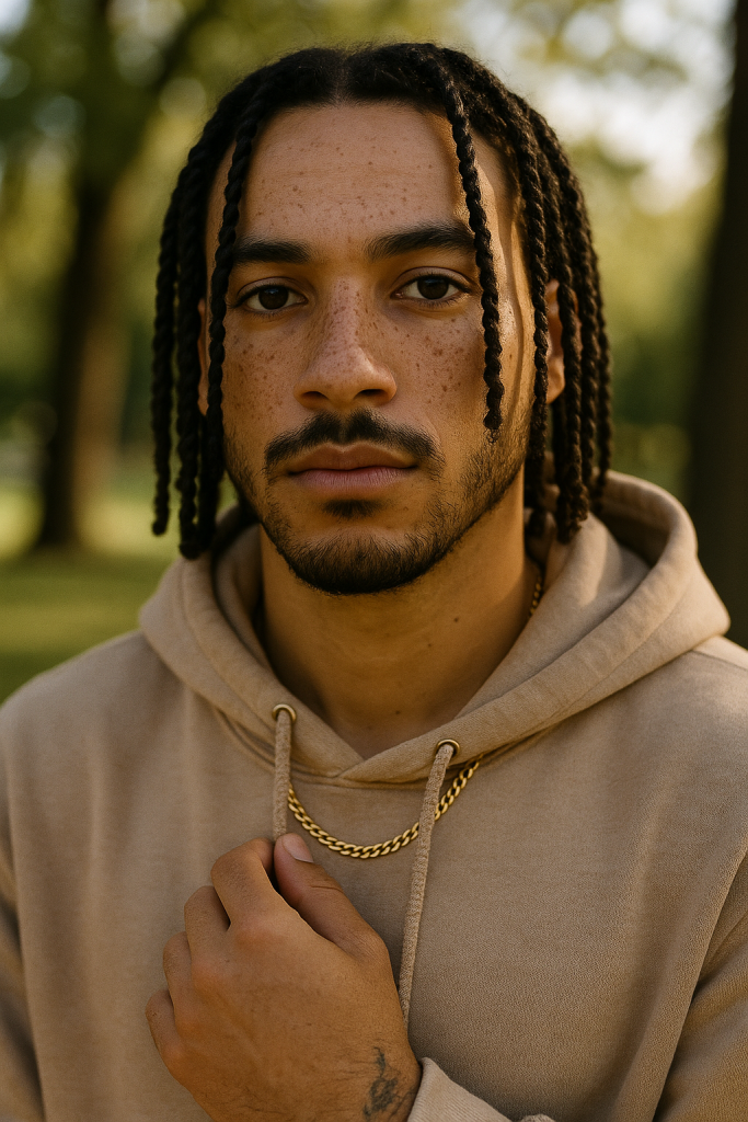 alt="Two-strand twist braid hairstyle for men with natural curly hair"