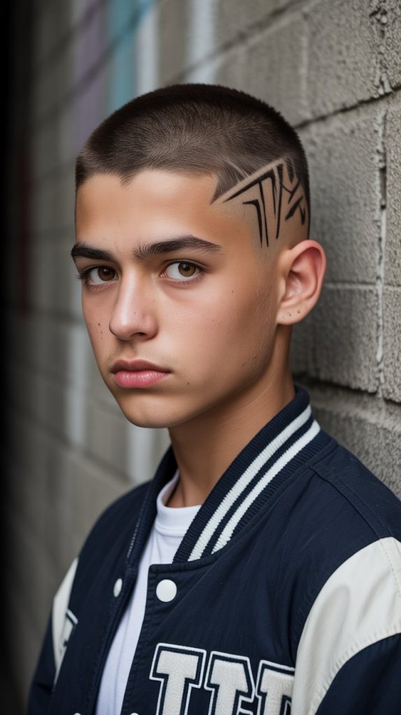 Buzz Cut with Razor Line Design Buzz Cut with Razor Line Design