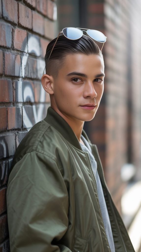 Vintage Slick Back with Mid Fade