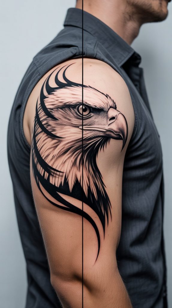 Eagle Head with Tribal Patterns