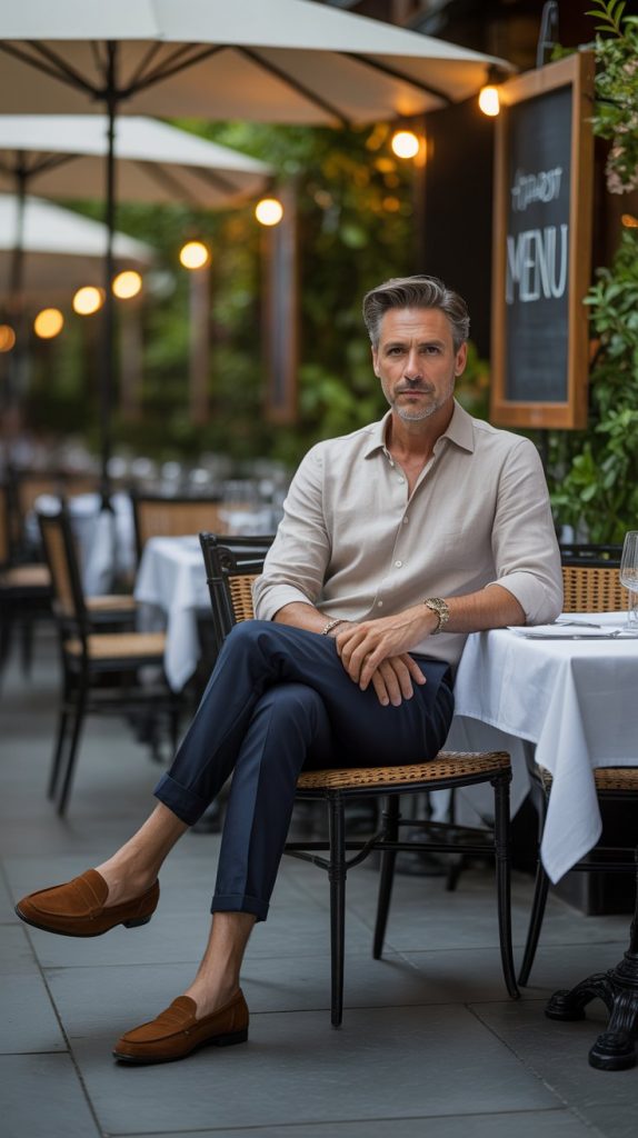 Linen Button-Up + Slim Trousers Linen Button-Up + Slim Trousers