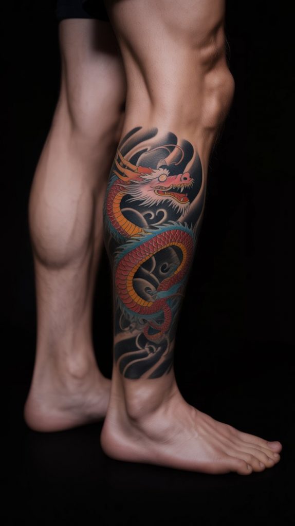 Japanese Dragon Wrapped Around the Calf