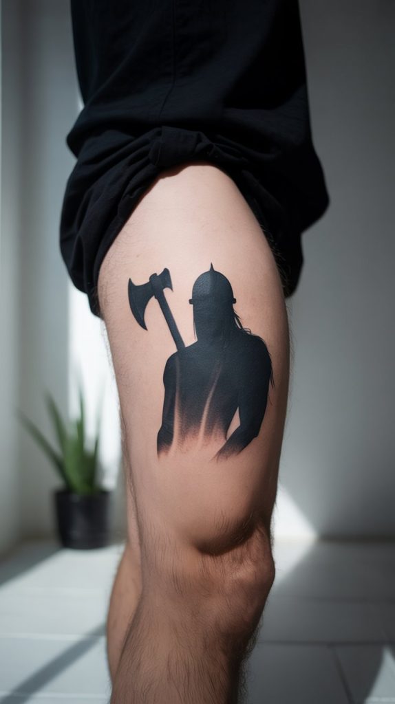 Warrior Silhouette on the Side of the Thigh