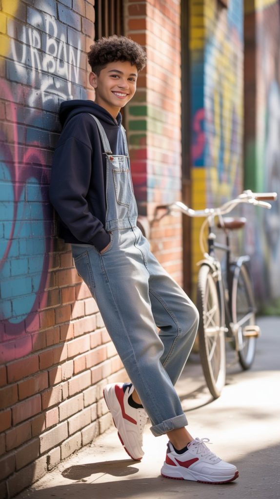 Hoodie + Denim Overalls Hoodie + Denim Overalls