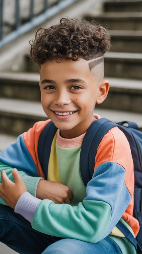 Curly Top with Temple Fade