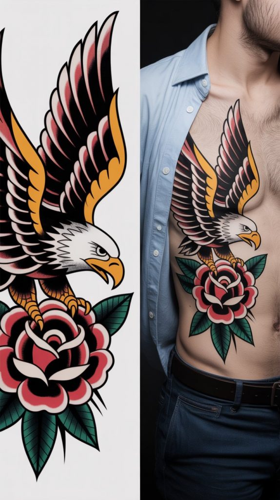 Eagle Clutching a Rose