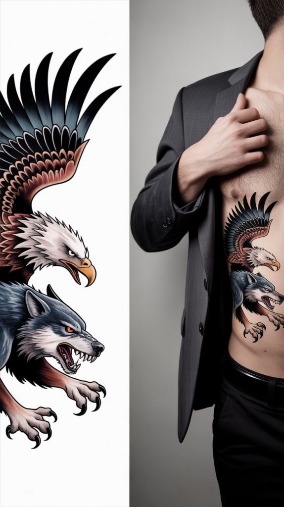 Eagle & Wolf Battle Scene