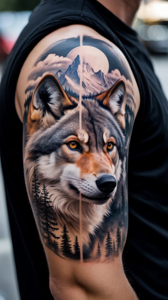 Wolf + Mountain Landscap