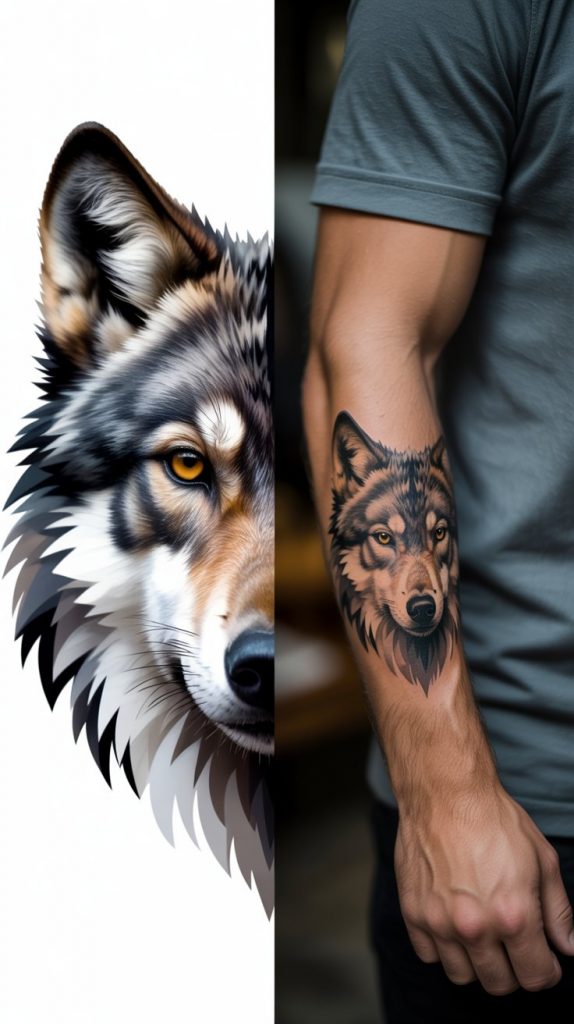 Geometric Wolf Sleeve