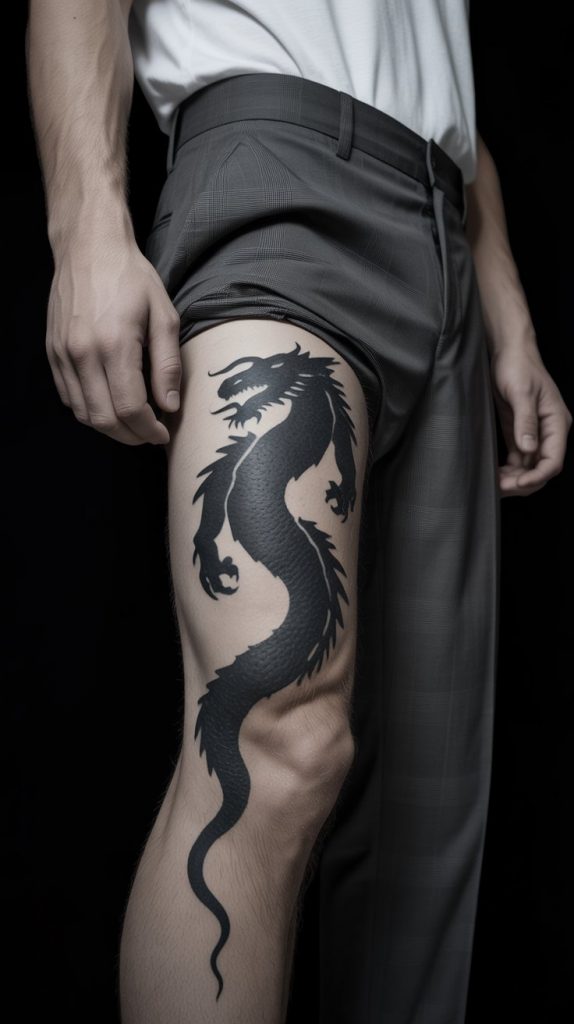 Blackwork Dragon Leg Piece