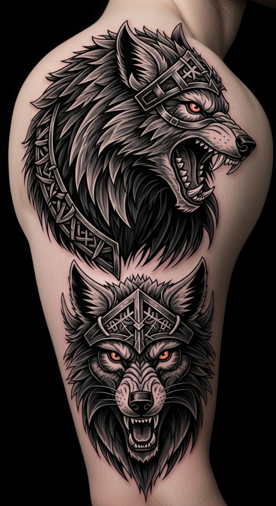 alt="viking ship longship tattoo design"