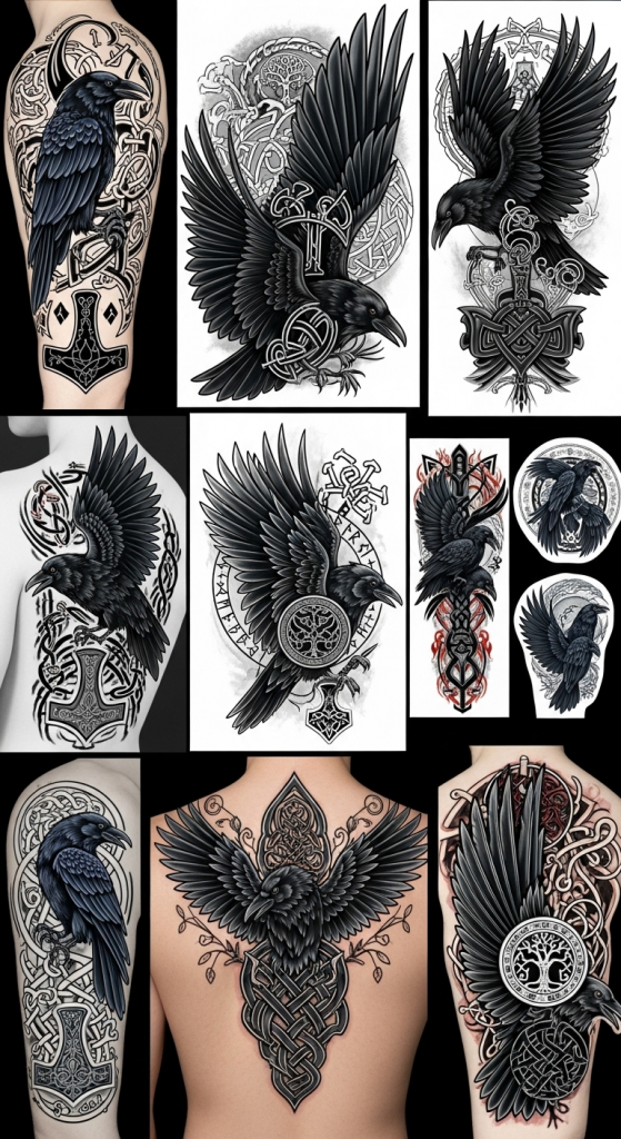 alt="viking sleeve tattoo norse mythology"