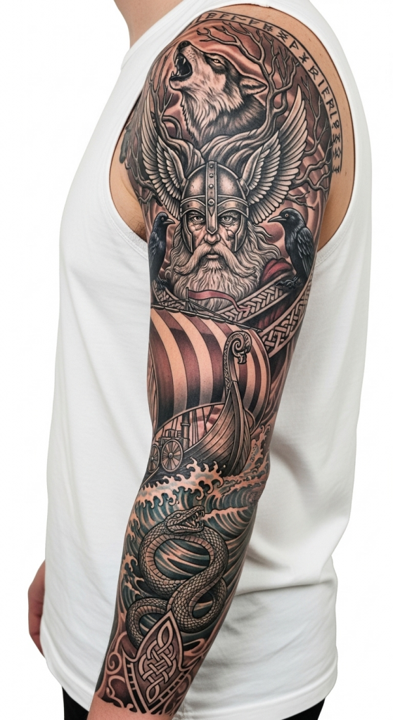 alt="valknut norse symbol tattoo"