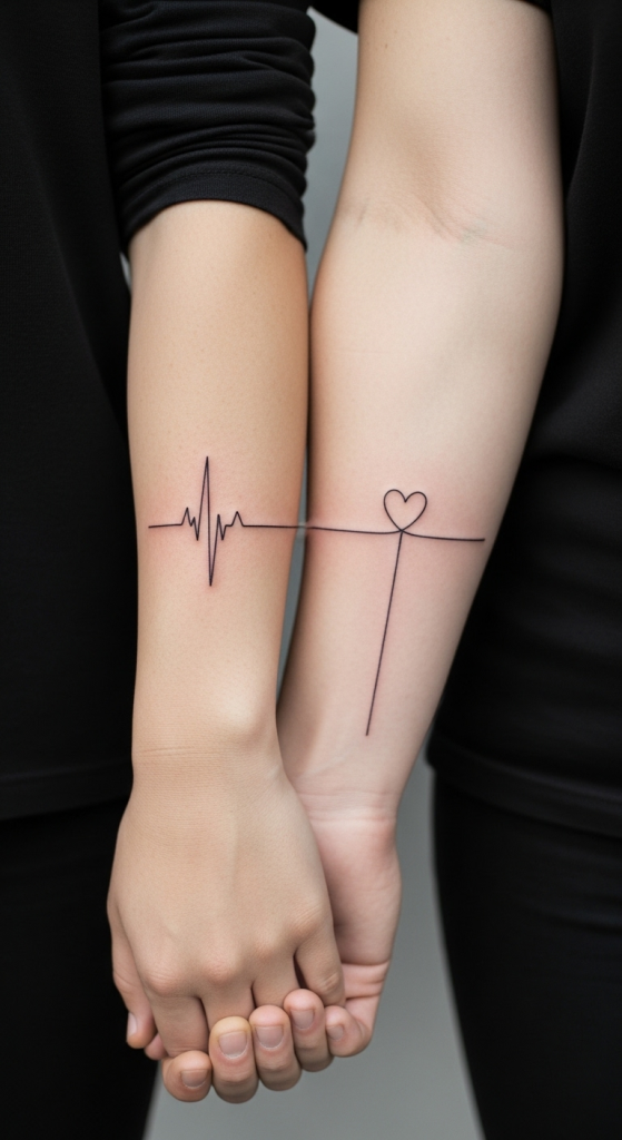 8. Heartbeat Line Tattoos