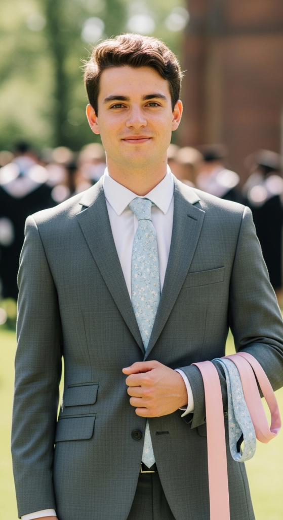 2. Light Grey Suit with Pastel Tie 2. Light Grey Suit with Pastel Tie