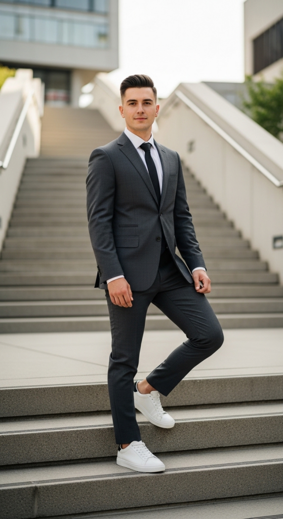 10. Minimalist Suit with Sneakers 10. Minimalist Suit with Sneakers