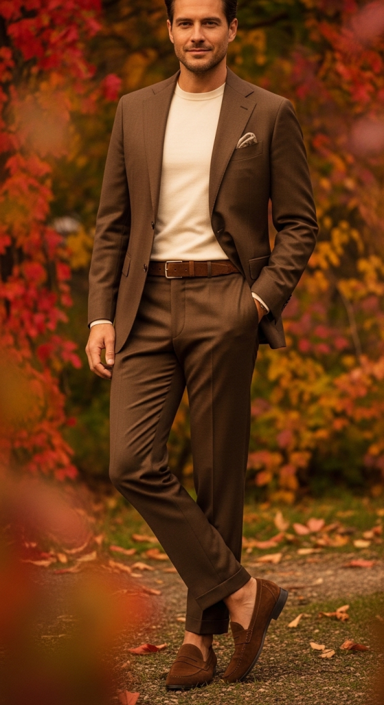 11. Brown or Tan Suit for a Warm Tone Look 11. Brown or Tan Suit for a Warm Tone Look