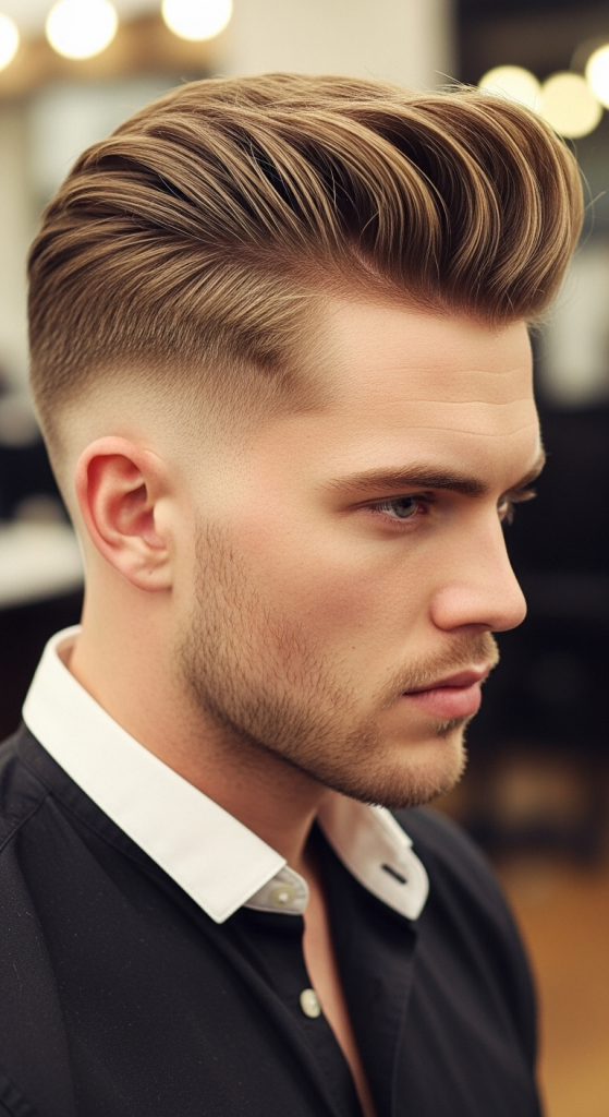 5. Side-Part Pompadour for Thick Hair
