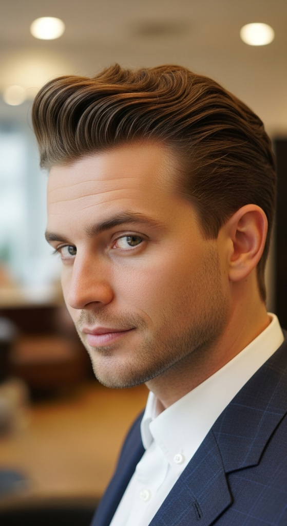 7. Wavy Pompadour for Thick Hair